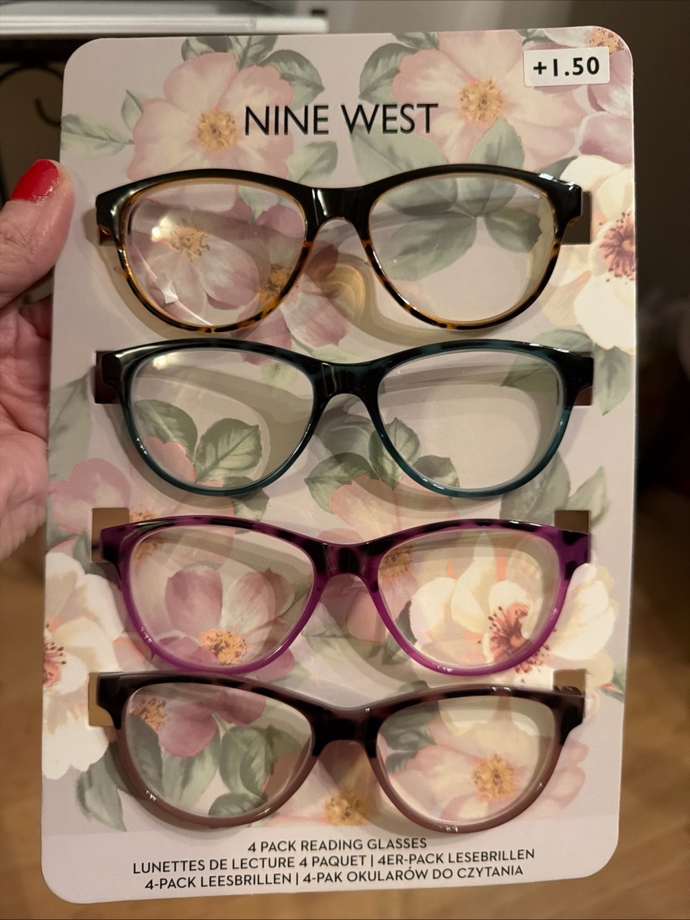 NEW Nine West 4-Pack 1.50 Reading Glasses Set. Tortoise, Teal, Purple, Brown